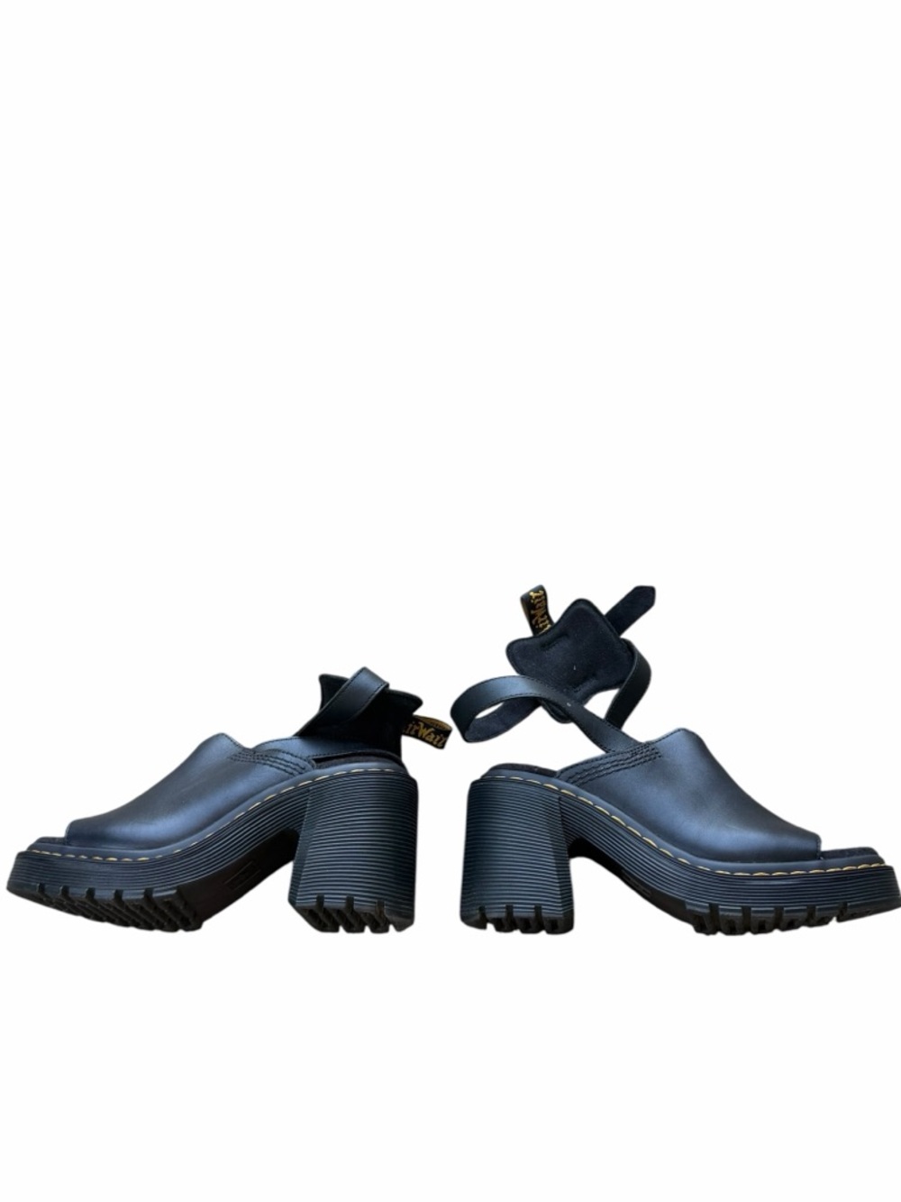 Dr. Martens Millee Chunky Leather Heels Open Toe Sandals Black Platform Women’s - Picture 15 of 16